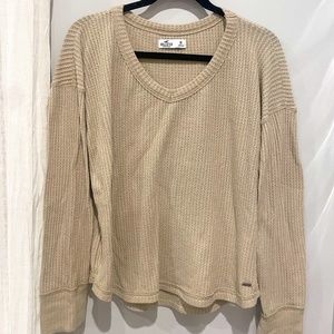 Tan Waffle V-Neck Shirt